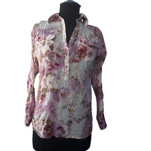 JAK Floral Cotton Gauze Button Down Shirt Lavender Pink Boho USA Small
Preloved